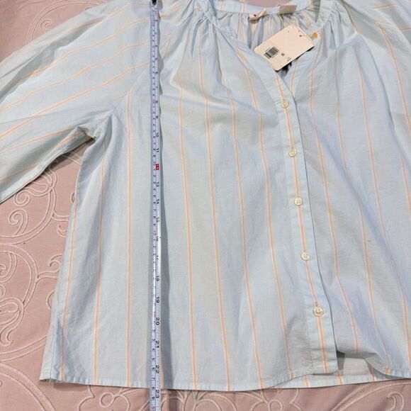 Levi’s Lainey Stripe Cotton Blouse Size Large Button Front Up Shirt Top Casual - Picture 5 of 10